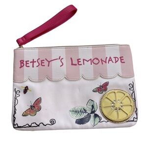 Betsey Johnson Pink and White‎ Lemonade Wristlet Clutch Bag